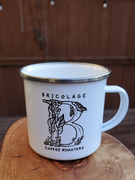Classic Enamel Cup with Black & White Logo